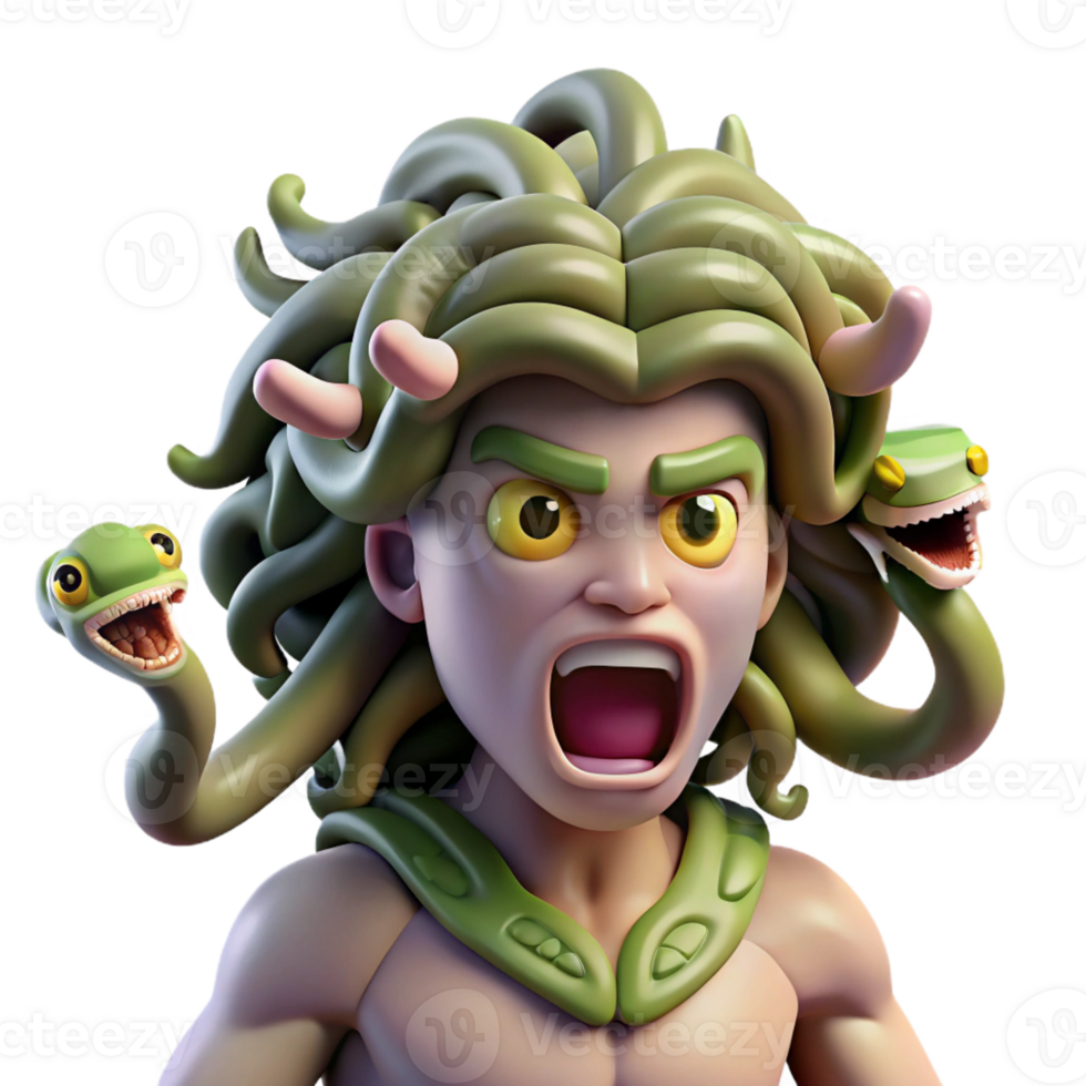 wonderful artistic A Terrifying Gorgon with Snakes for Hair 4K png