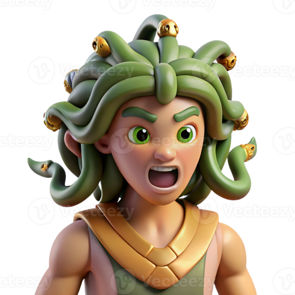 impressive abstract A Terrifying Gorgon with Snakes for Hair genuine png