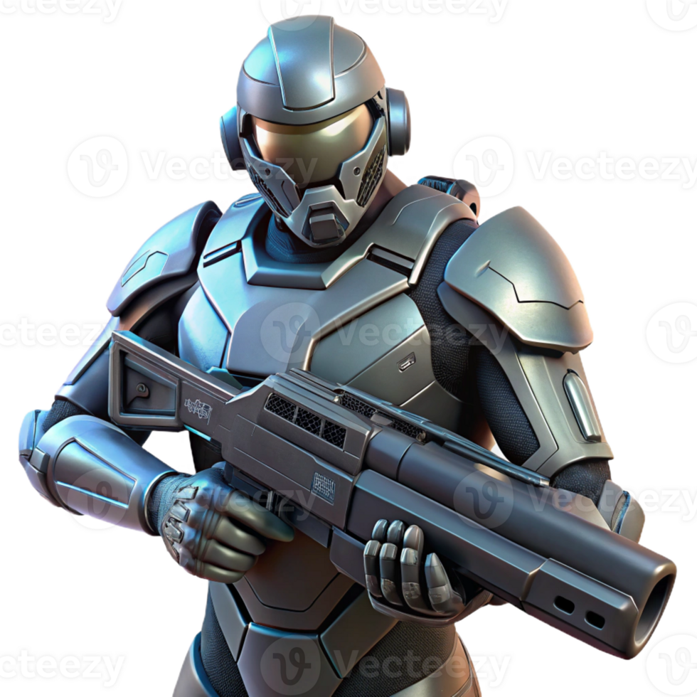 elegant creative A Futuristic Soldier Wearing Power Armor detailed png