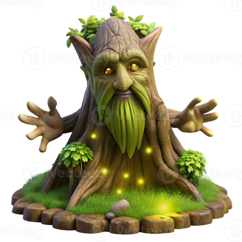 stunning contemporary A Wise Old Tree Spirit Emerging from an premium png