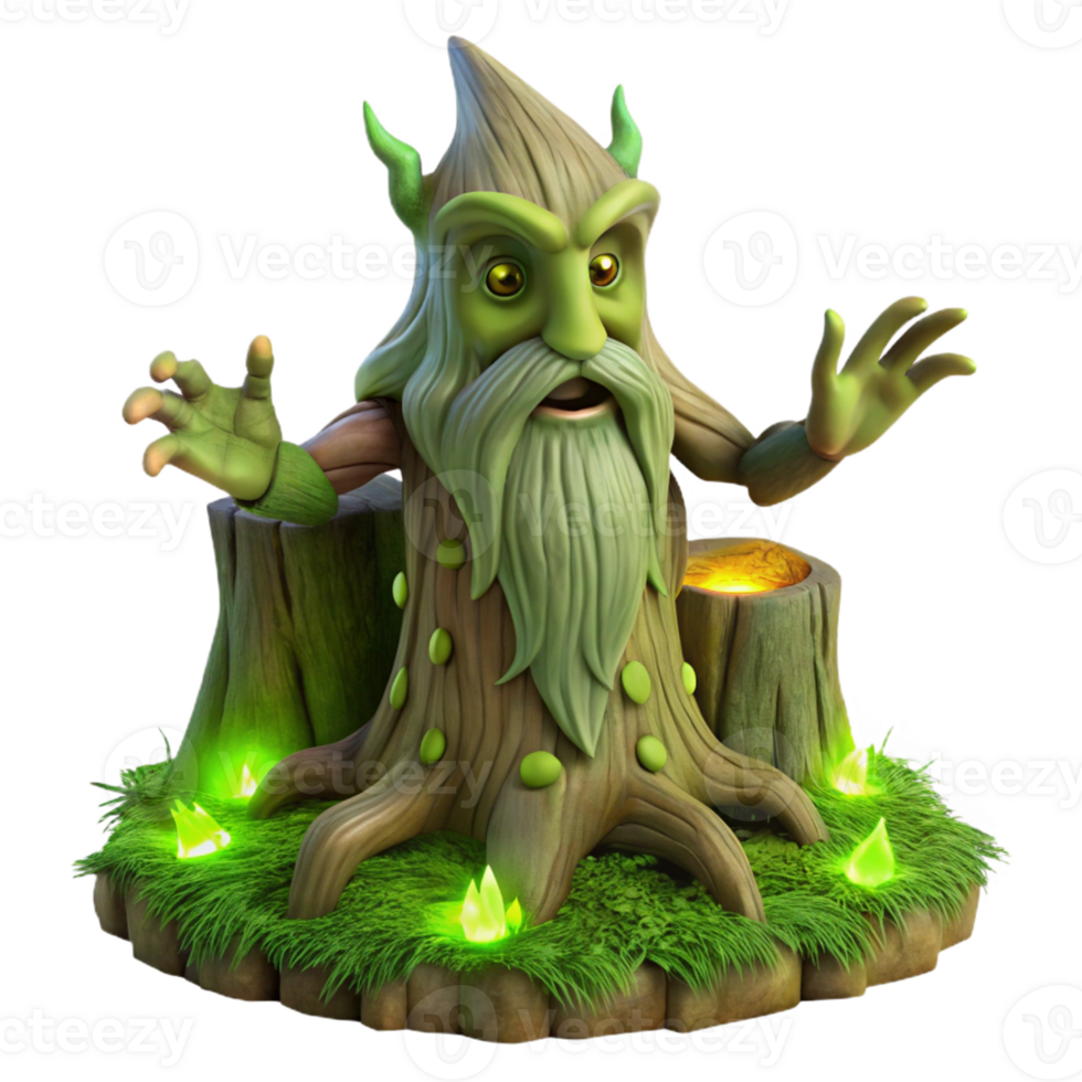 extraordinary rustic A Wise Old Tree Spirit Emerging from an 4K png