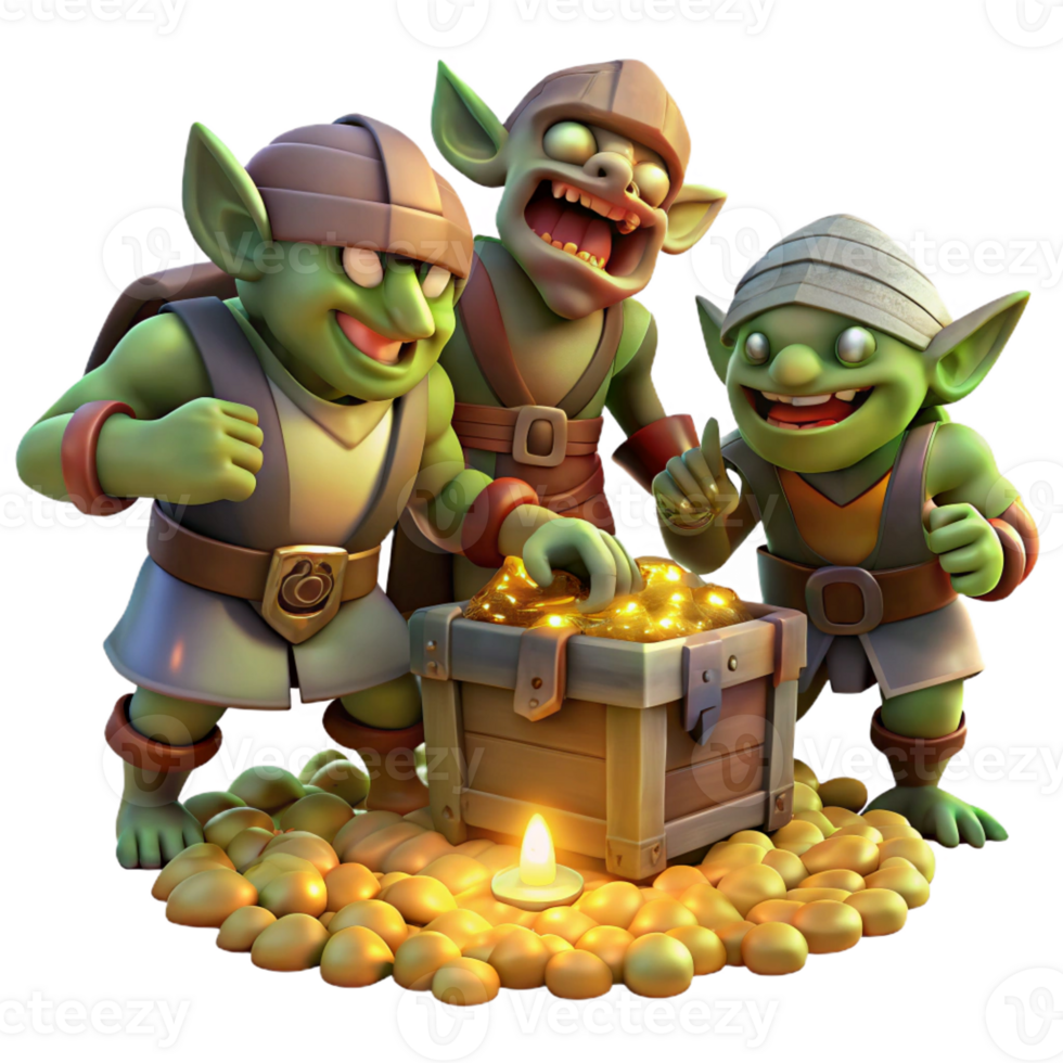 wonderful minimalist A Group of Mischievous Goblins Raiding a high resolution png