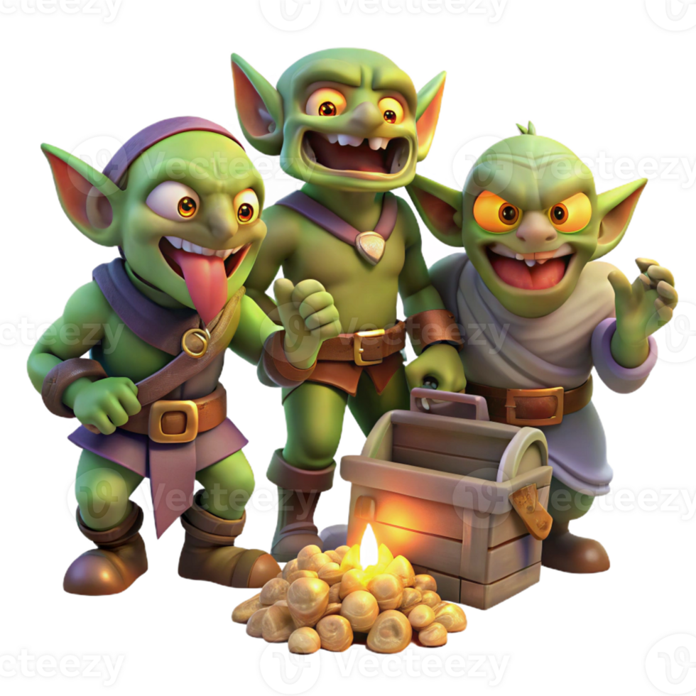 serene abstract A Group of Mischievous Goblins Raiding a authentic png