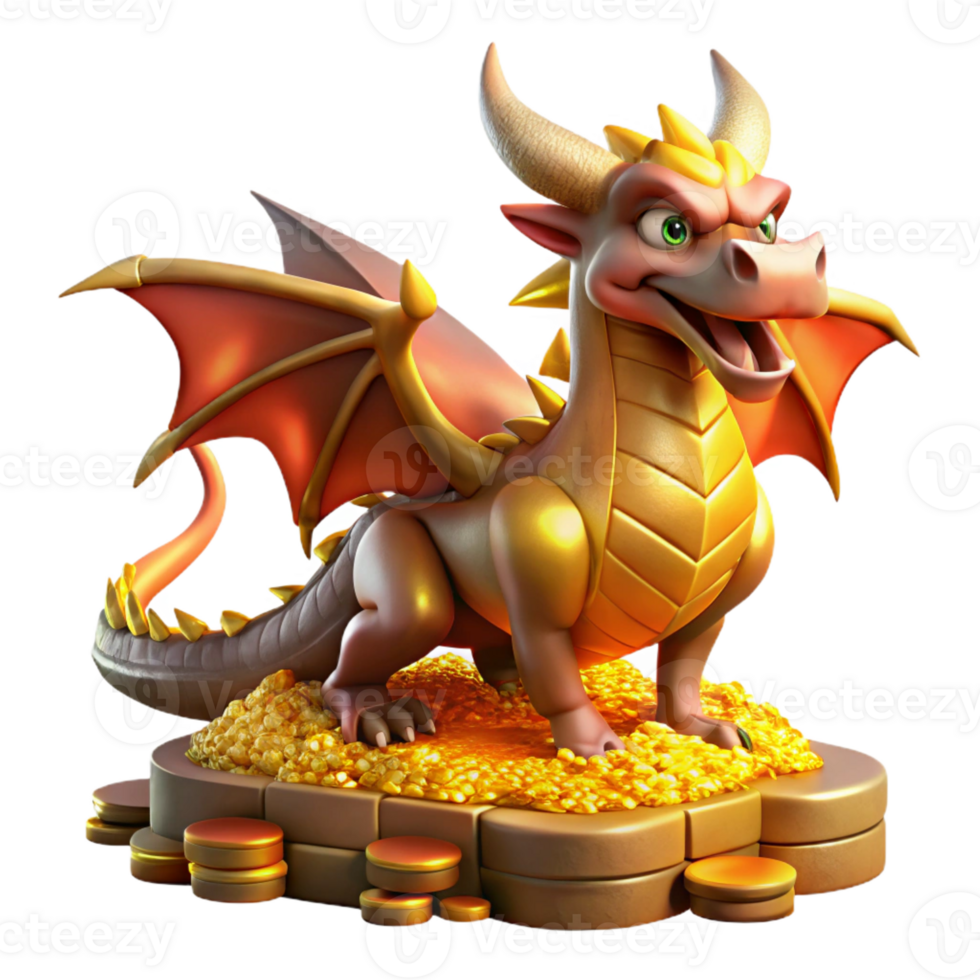elegant artistic A Fierce Dragon Guarding Its Hoard of high resolution png