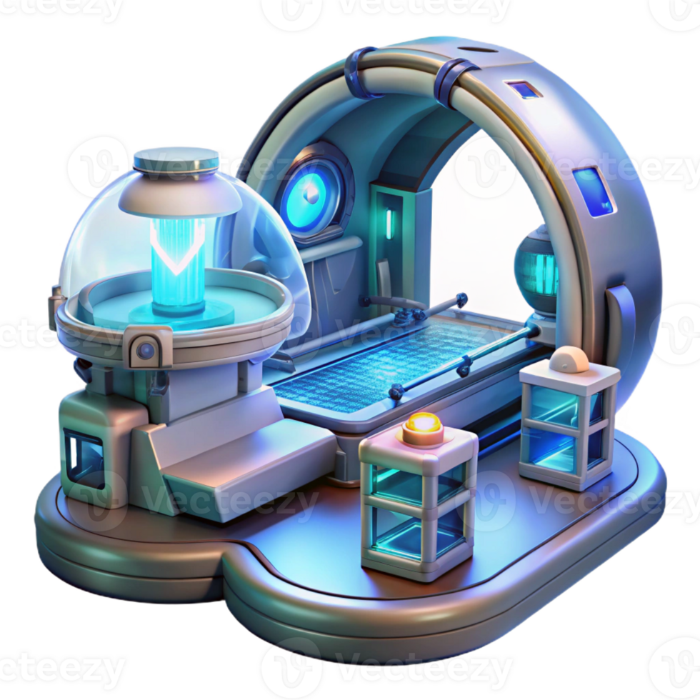 beautiful minimalist A Futuristic Medical Bay Holographic high quality png