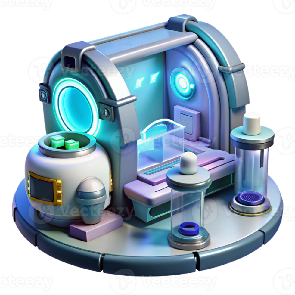 elegant vintage A Futuristic Medical Bay Holographic high quality png
