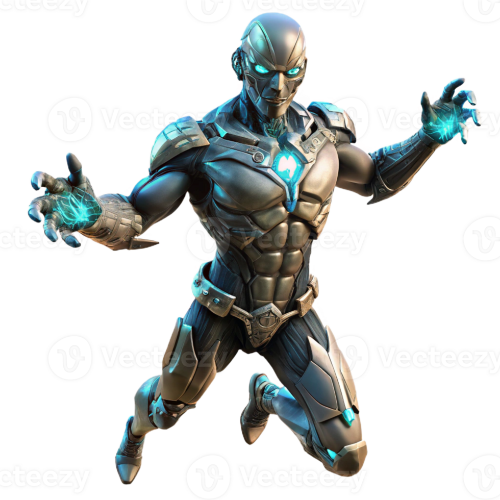 dramatic rustic A Cyborg with Glowing Energy Tattoos 4K png