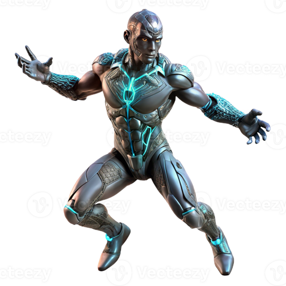 dramatic artistic A Cyborg with Glowing Energy Tattoos exclusive png