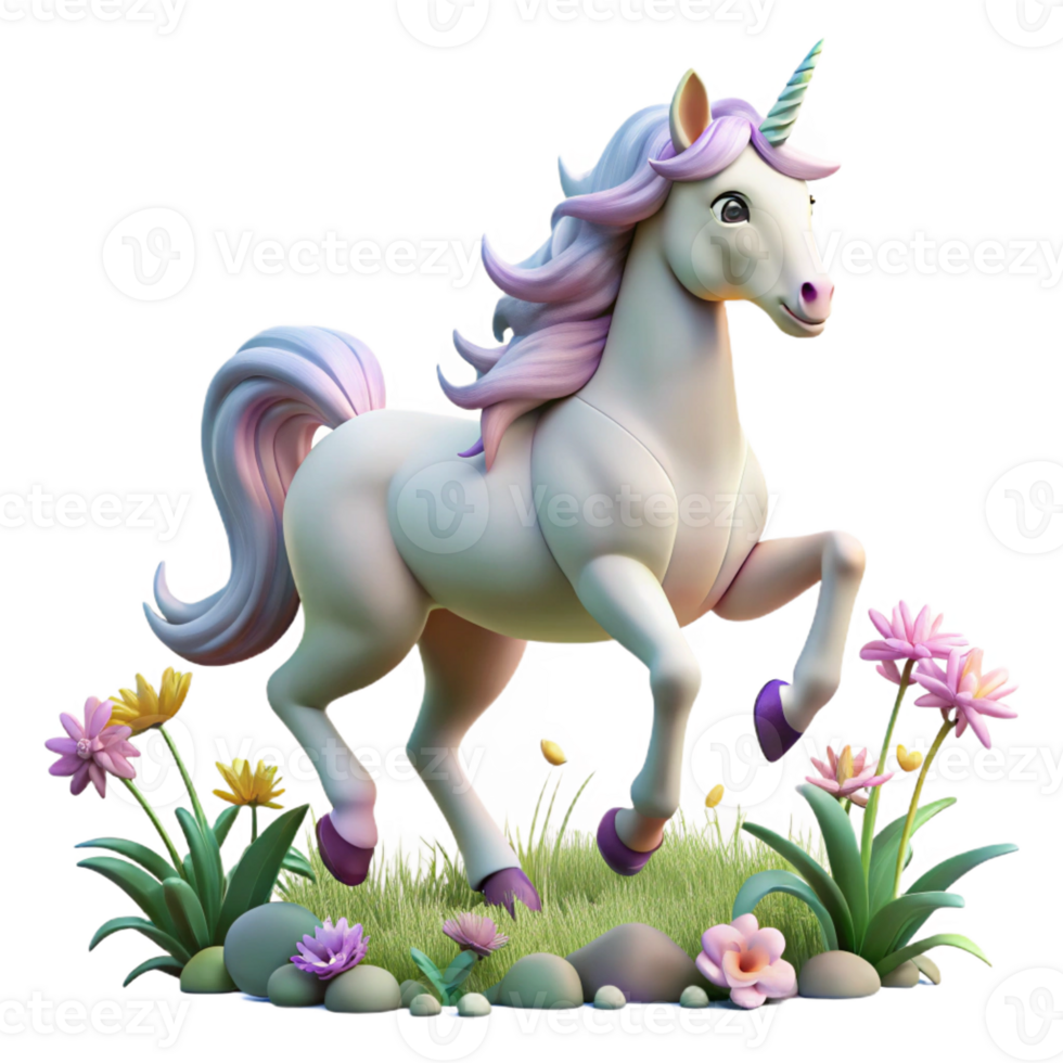 vibrant minimalist A Graceful Unicorn Prancing Through a 4K png