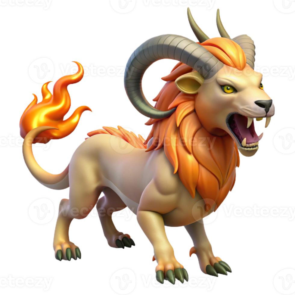 dramatic minimalist A Powerful Chimera with the Head of a 4K png