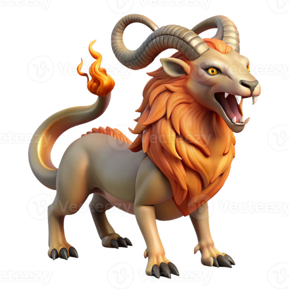 dramatic vintage A Powerful Chimera with the Head of a premium png