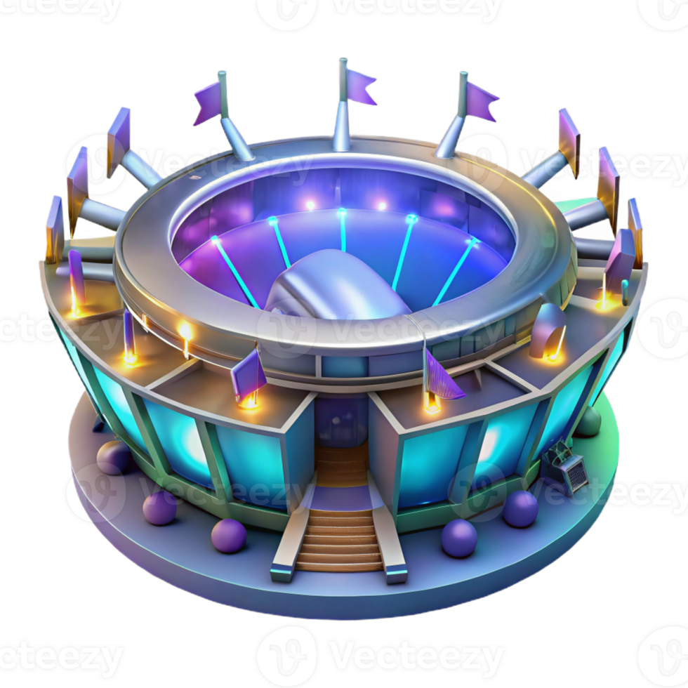 wonderful artistic A Futuristic Sports Arena Holographic 4K png
