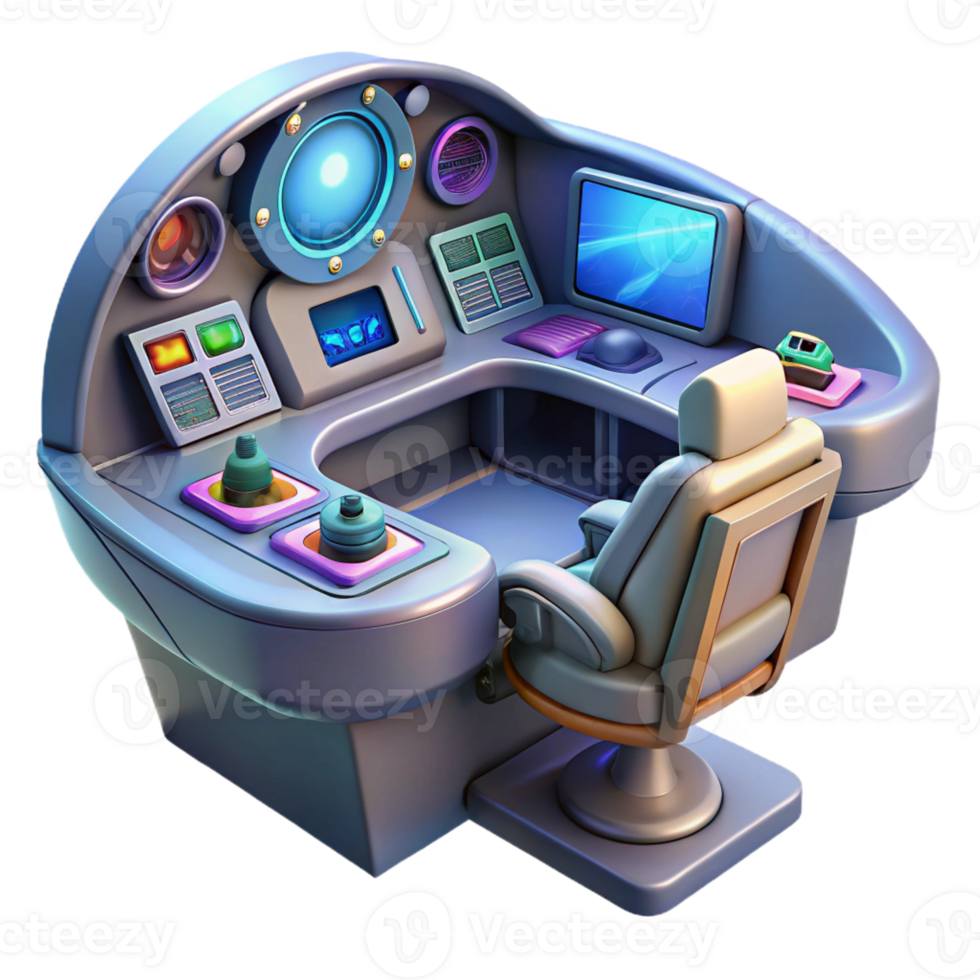 stunning minimalist A Spaceship Cockpit with Holographic high resolution png