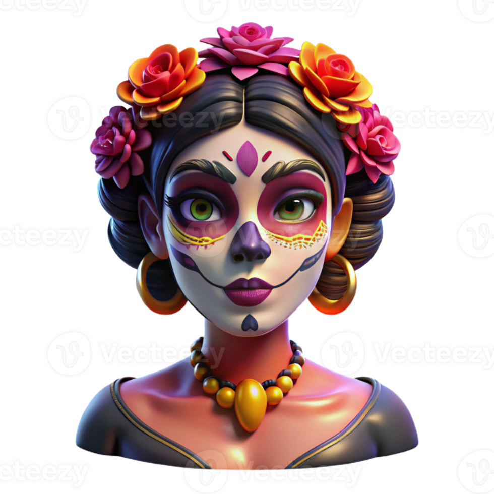 dramatic rustic Portrait of a Woman with Elaborate Face professional png