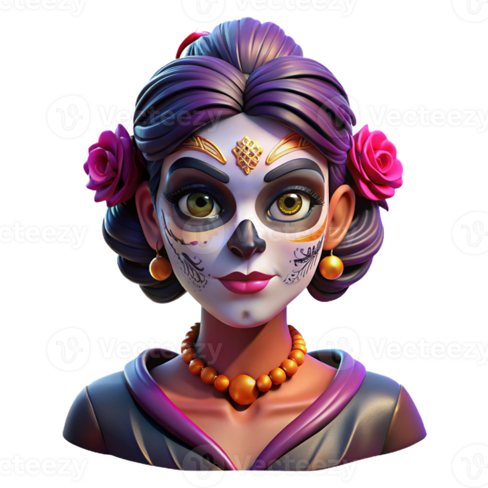 serene minimalist Portrait of a Woman with Elaborate Face detailed png