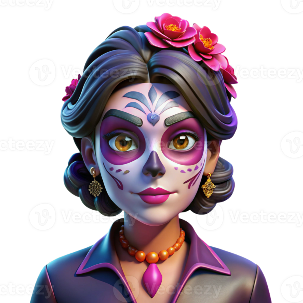 elegant traditional Portrait of a Woman with Elaborate Face original png