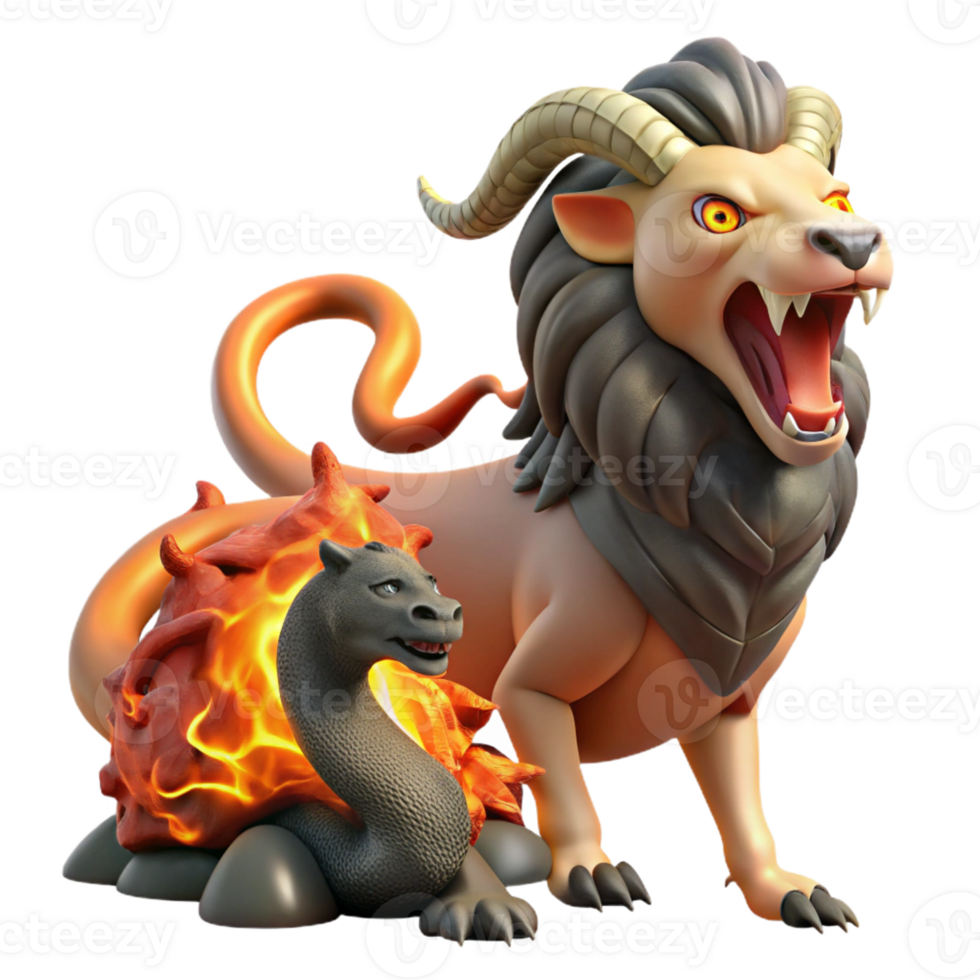 extraordinary modern A Fearsome Chimera with the Head of a premium png