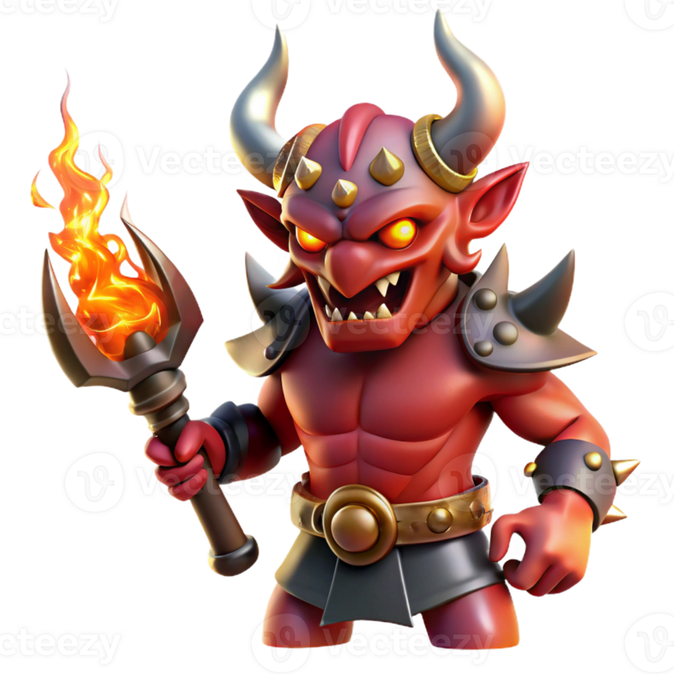 beautiful classic A Wrathful Oni with Crimson Skin Horns premium png
