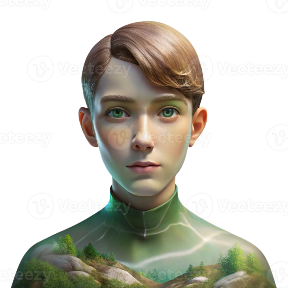 vibrant modern Portrait of a Person with a Double authentic png
