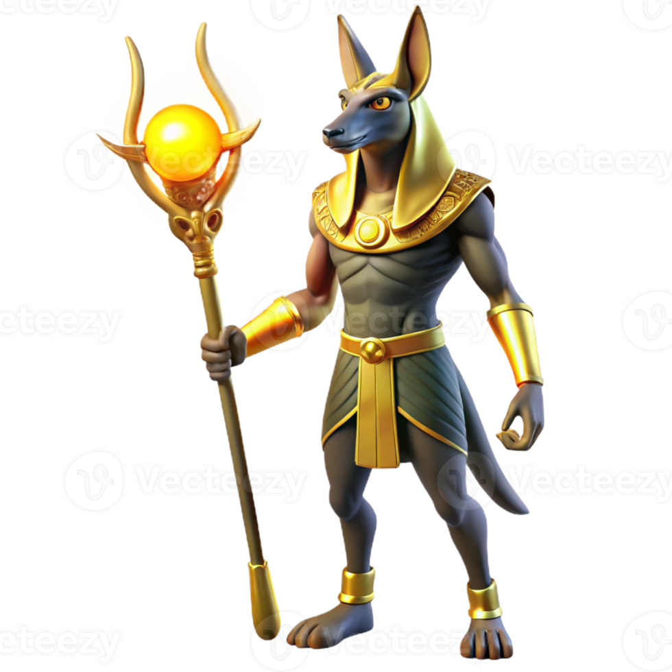 serene vintage A Majestic Anubis with the Head of a 4K png