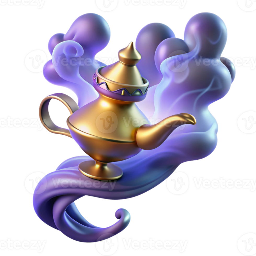 impressive contemporary A Powerful Djinn Emerging from a Lamp detailed png