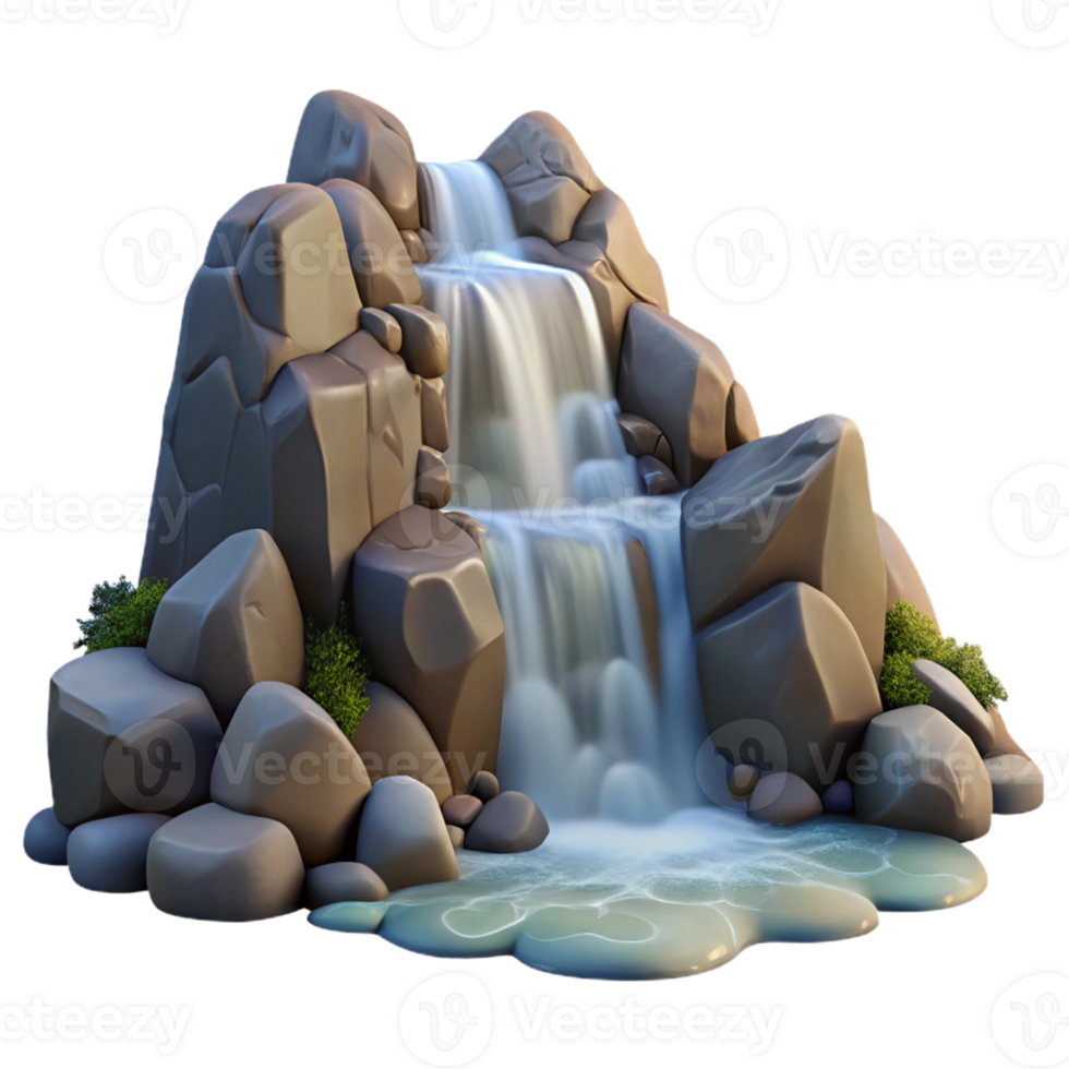 vibrant minimalist A Cascading Waterfall Flowing over Smooth premium png