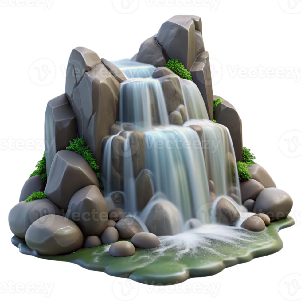 serene contemporary A Cascading Waterfall Flowing over Smooth exclusive png