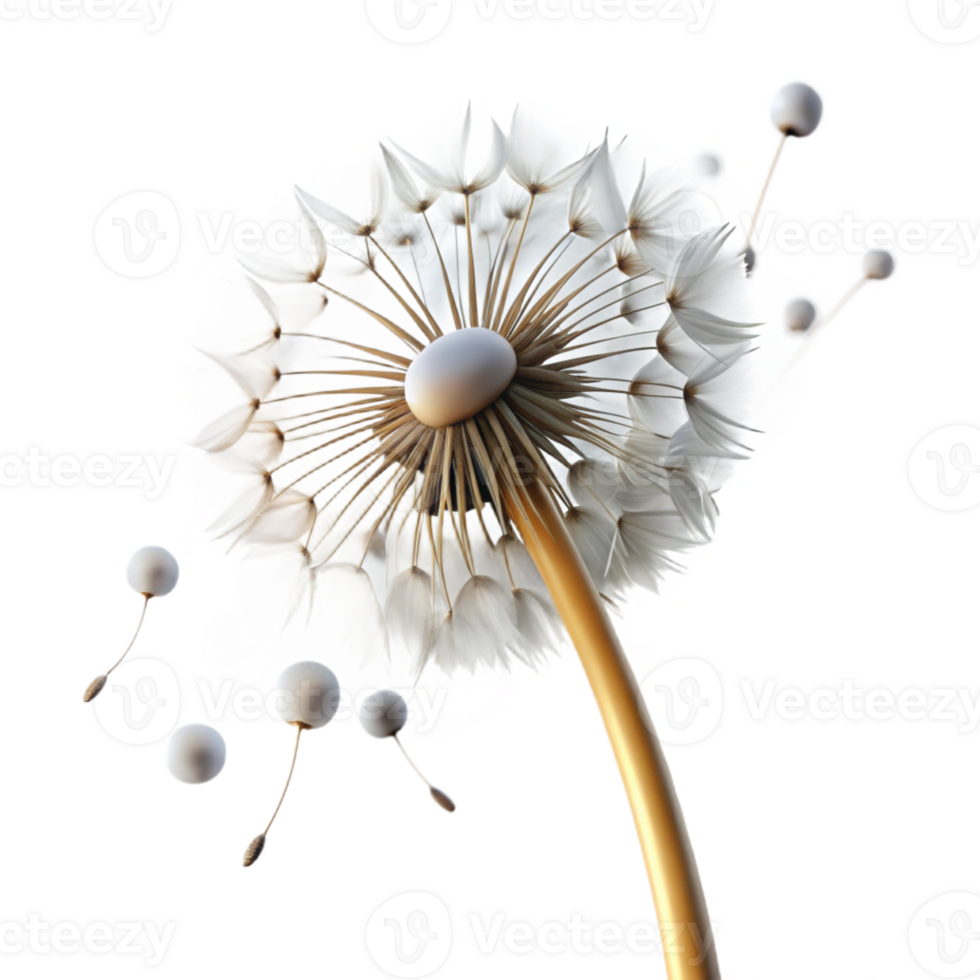 beautiful rustic A Single Dandelion Seedhead with Seeds 4K png