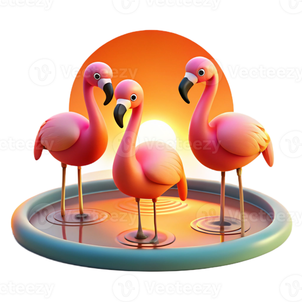 dramatic artistic A Group of Flamingos Standing in a premium png