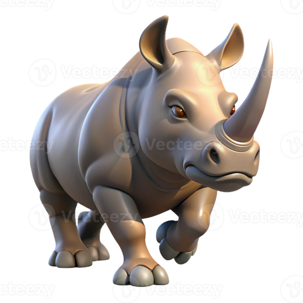 serene modern A Powerful Rhinoceros Charging Through detailed png