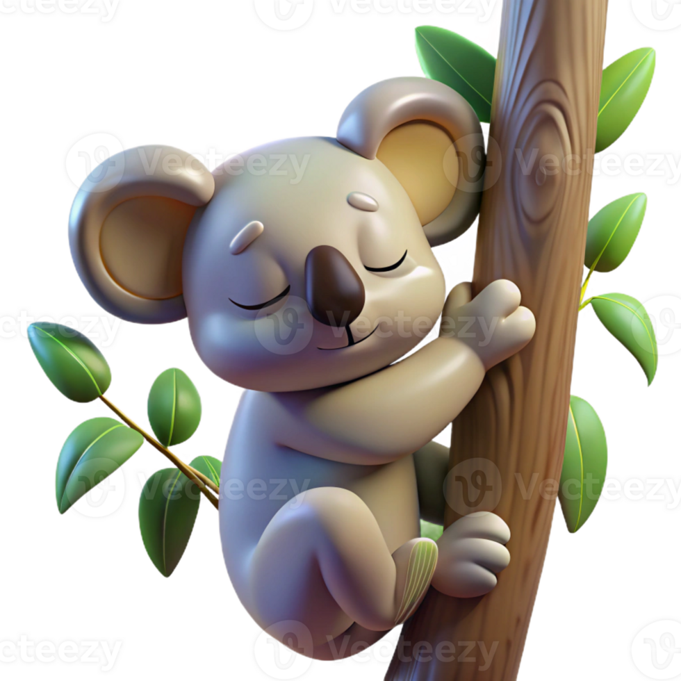 dramatic classic A Sleepy Koala Clinging to a Eucalyptus exclusive png