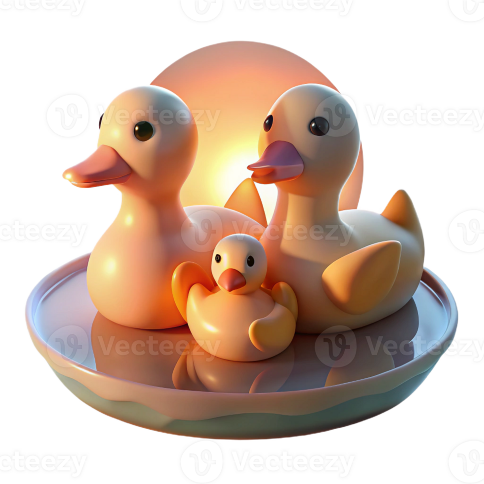 wonderful modern A Family of Ducks Swimming in a Pond high quality png