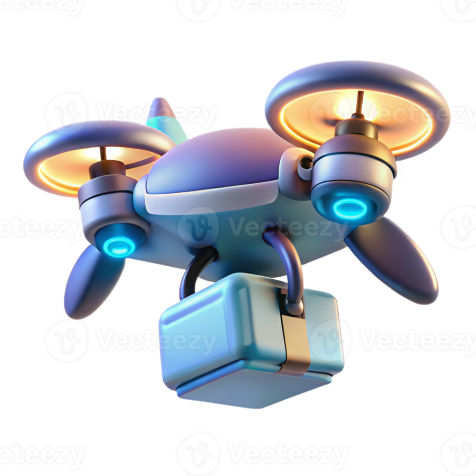vibrant classic A Futuristic Drone Delivering a Package premium png