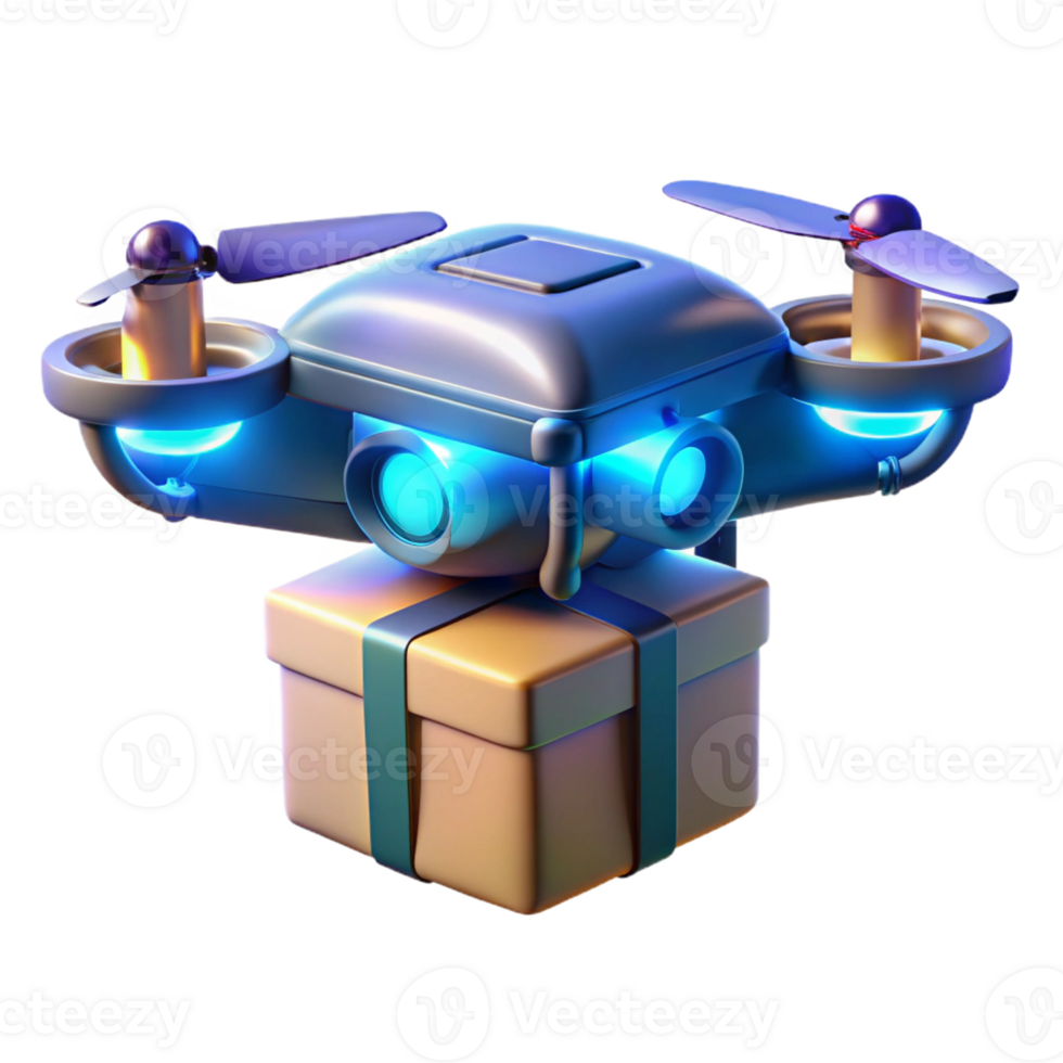 serene vintage A Futuristic Drone Delivering a Package genuine png