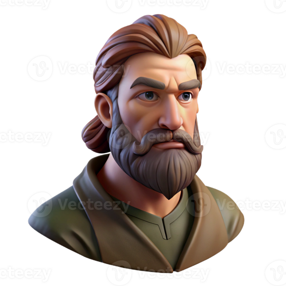 extraordinary contemporary Portrait of a Man with a Long Beard and high resolution png