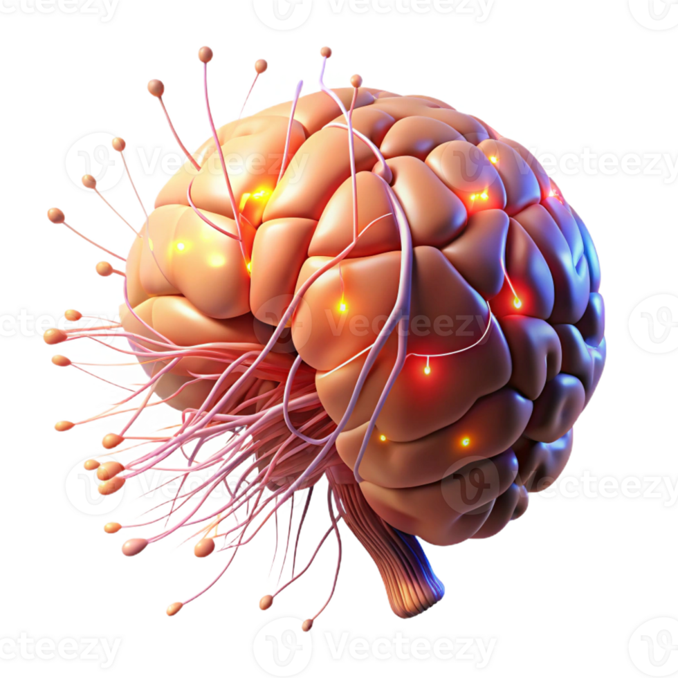 magnificent rustic A D Model of a Human Brain Neural detailed png
