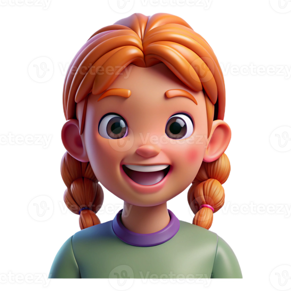 serene minimalist Portrait of a Young Girl with Braids and detailed png