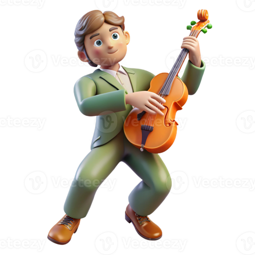 elegant abstract Portrait of a Musician with Their 4K png