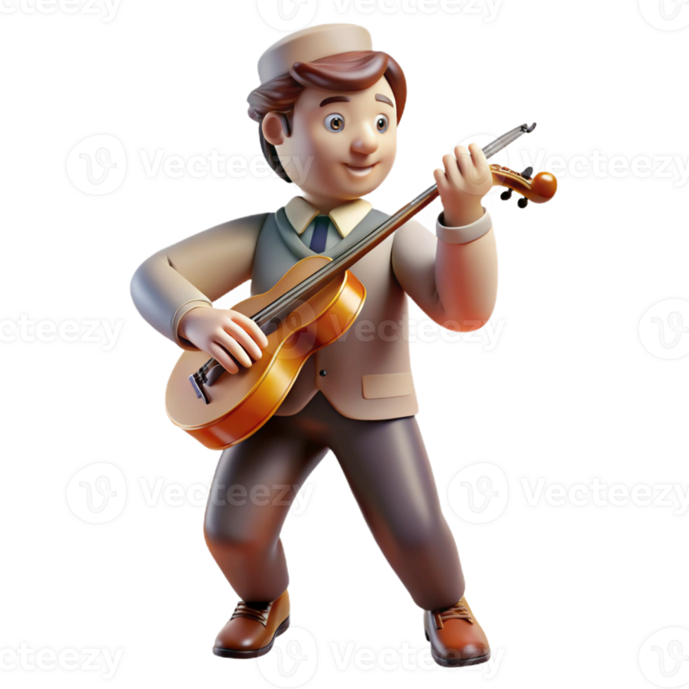 beautiful rustic Portrait of a Musician with Their high resolution png