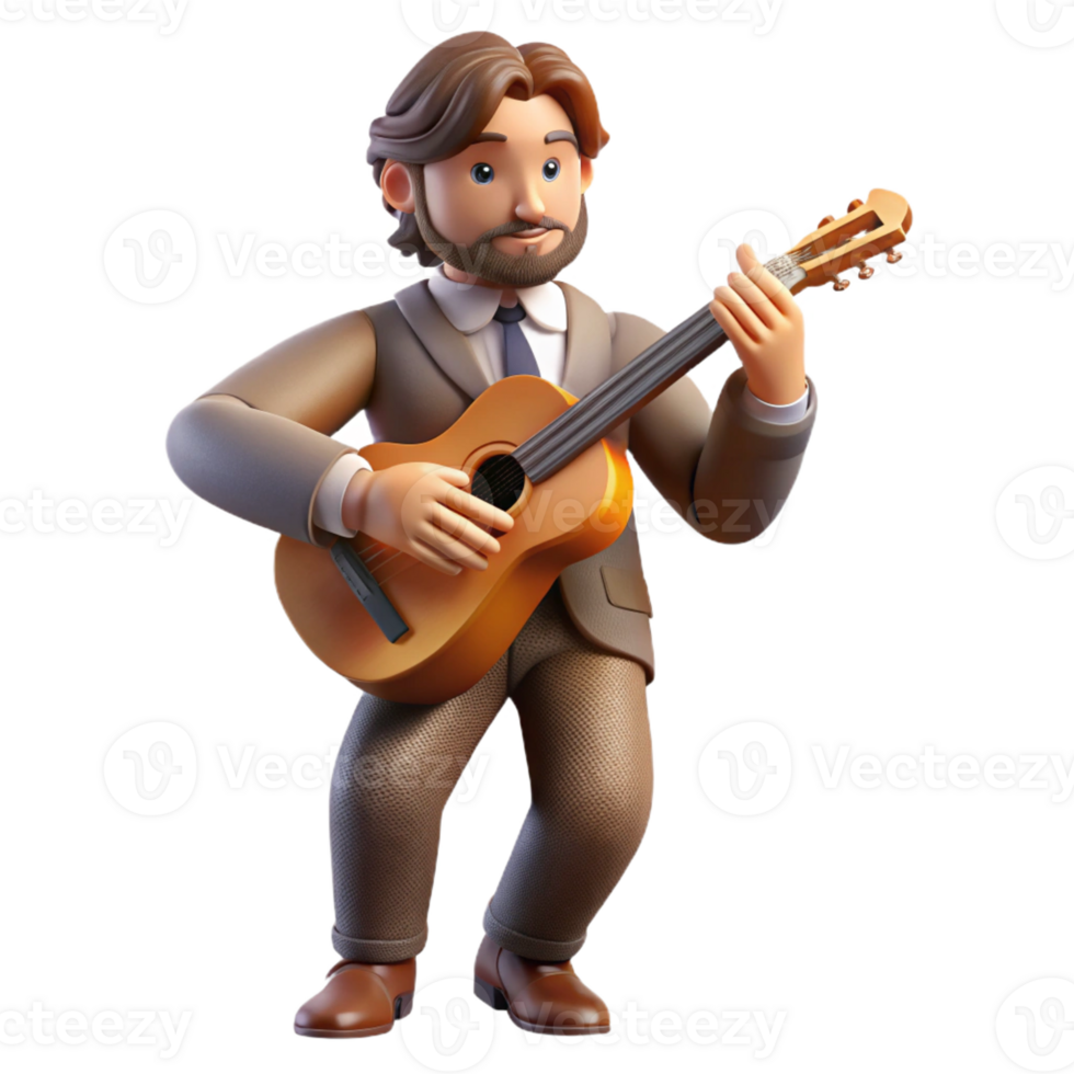 vibrant rustic Portrait of a Musician with Their premium png