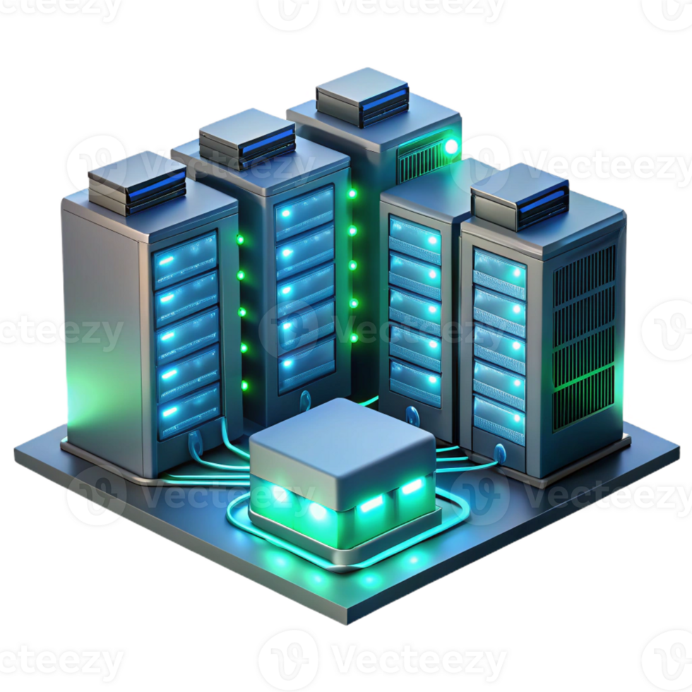 dramatic modern A Futuristic Server Room with Rows of premium png
