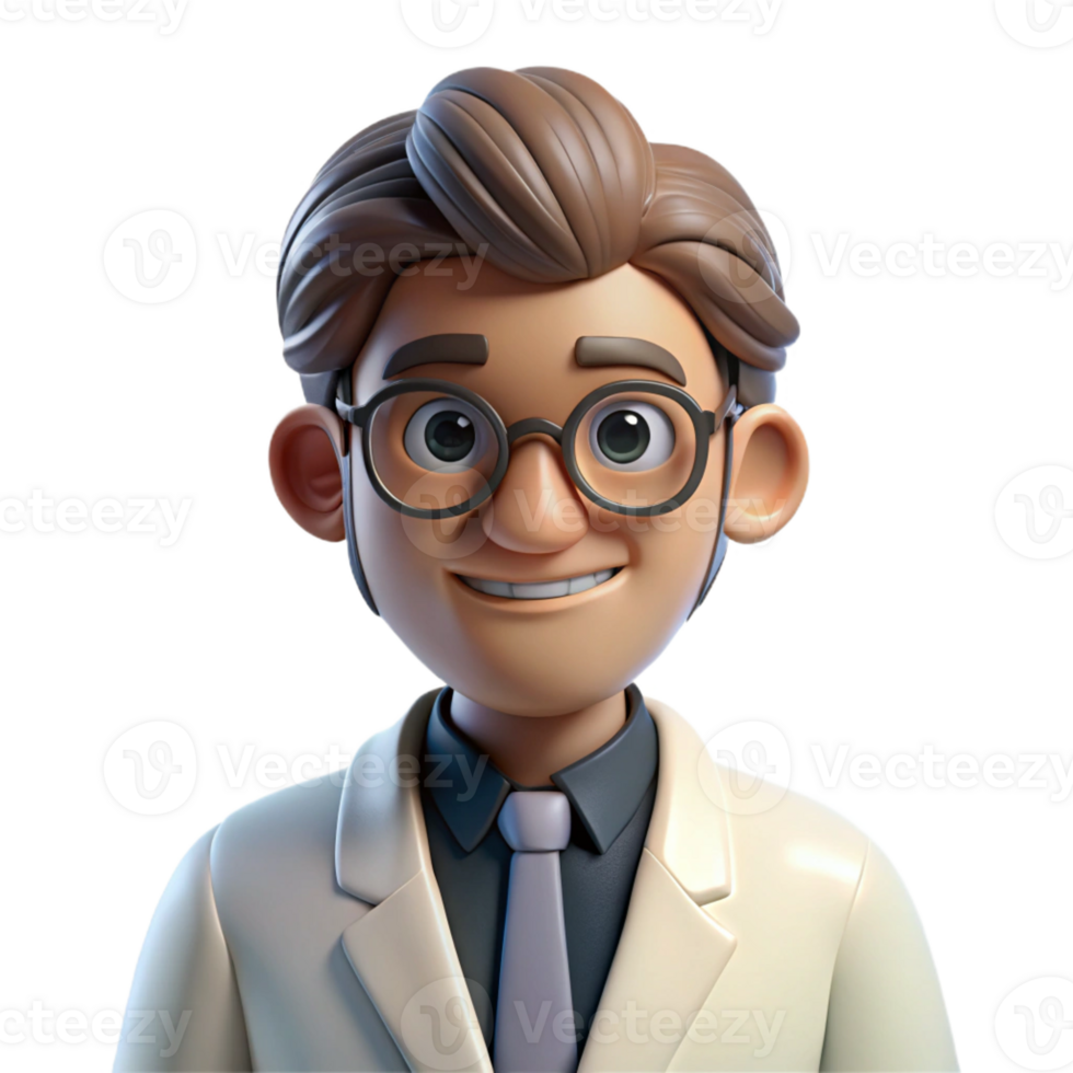 vibrant classic Portrait of a Scientist with Glasses and authentic png