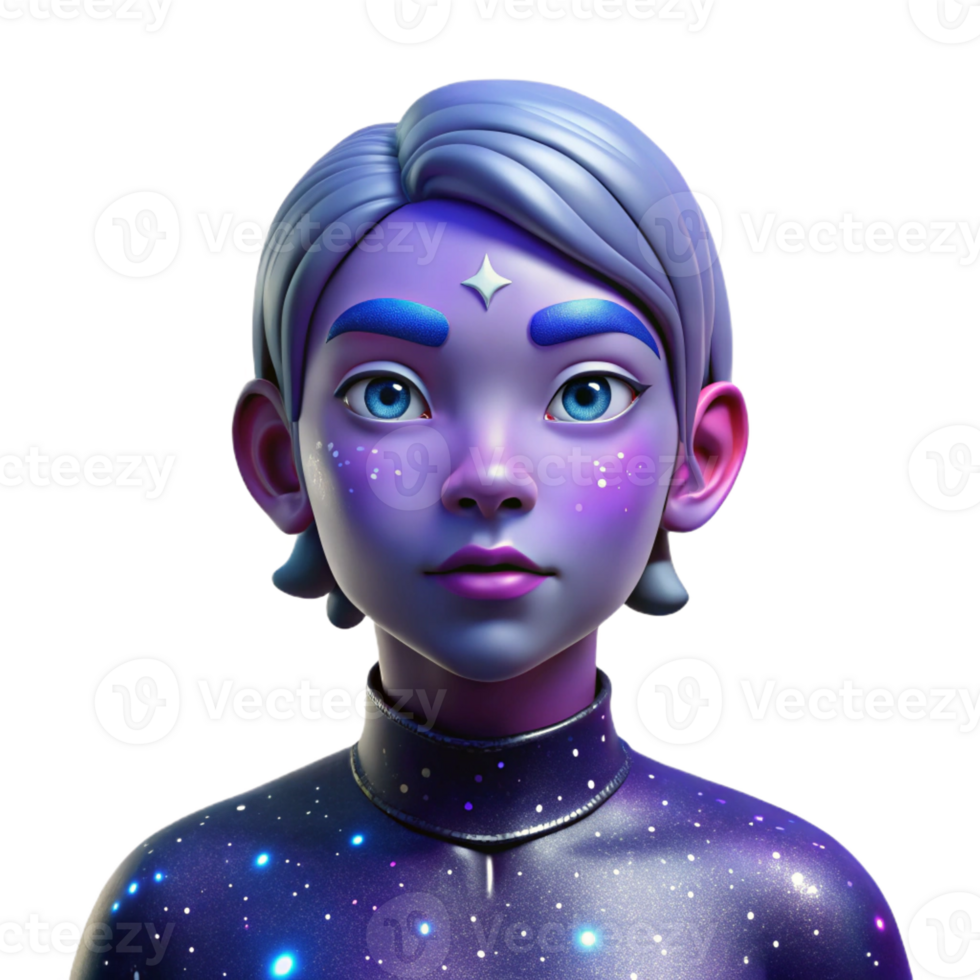 beautiful artistic Portrait of a Person with Galaxy Themed original png