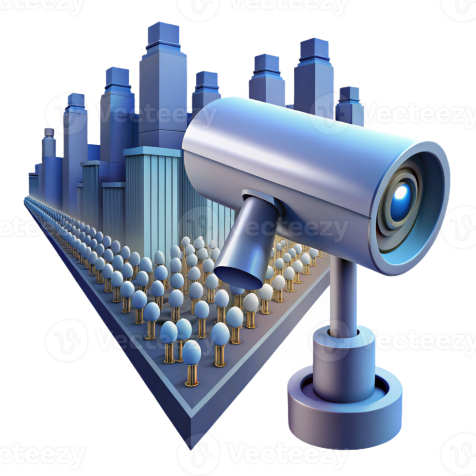extraordinary contemporary A Futuristic Security Camera Scanning a detailed png