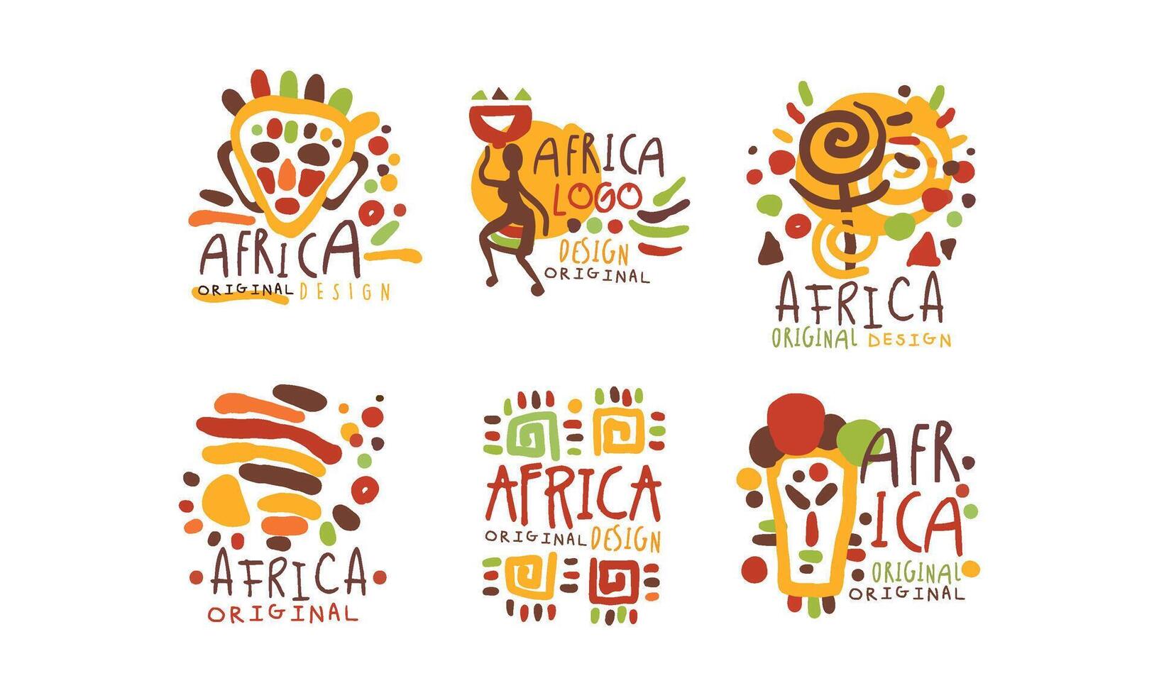 Africa Logo and Label Original Design Set vector