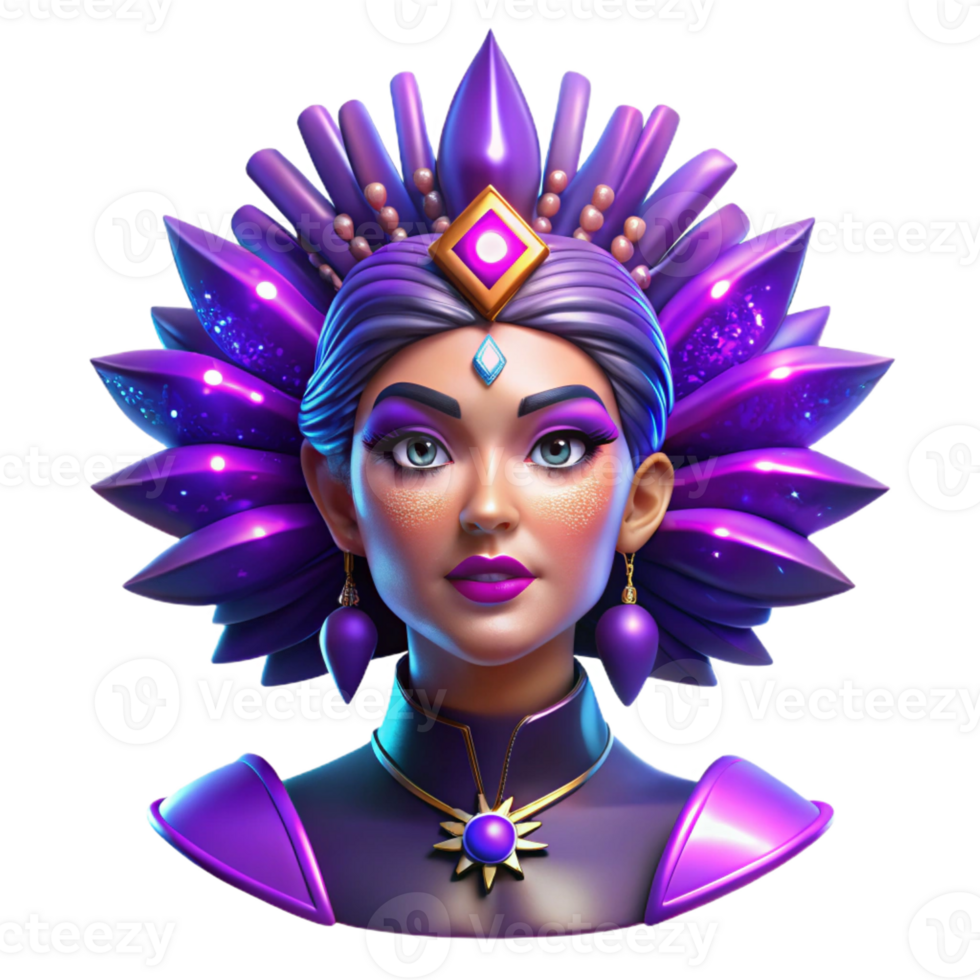 magnificent traditional Portrait of a Woman with Vibrant Purple authentic png