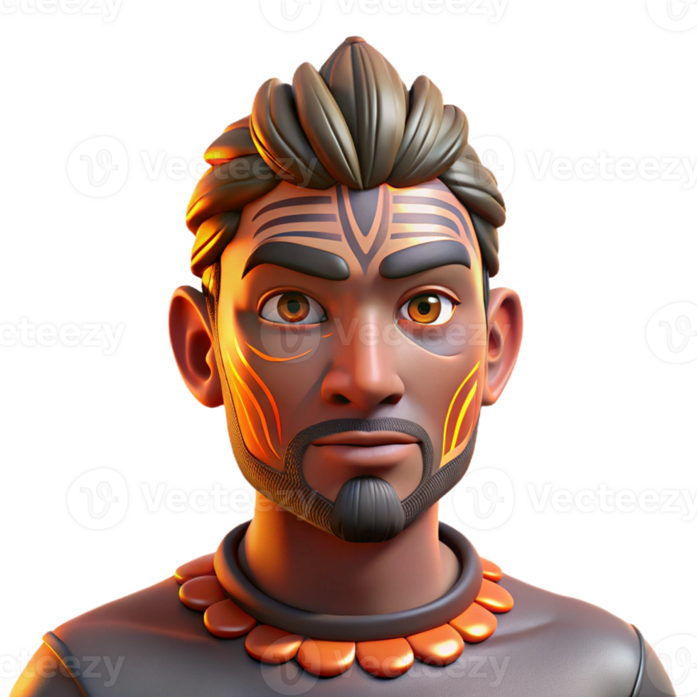 elegant contemporary Portrait of a Man with Intricate Tribal high resolution png
