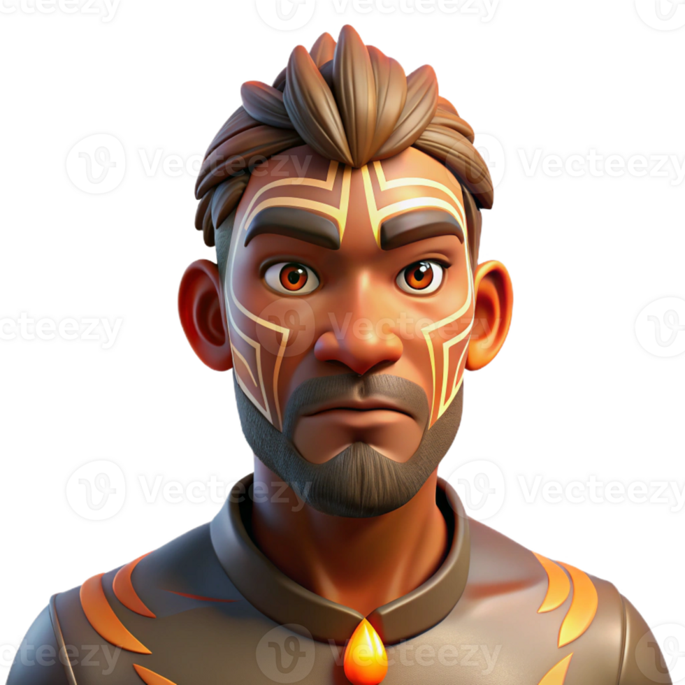elegant minimalist Portrait of a Man with Intricate Tribal high resolution png