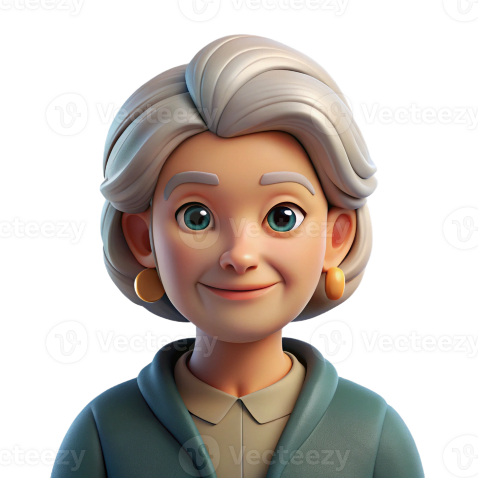 serene contemporary Portrait of an Elderly Woman with Kind premium png