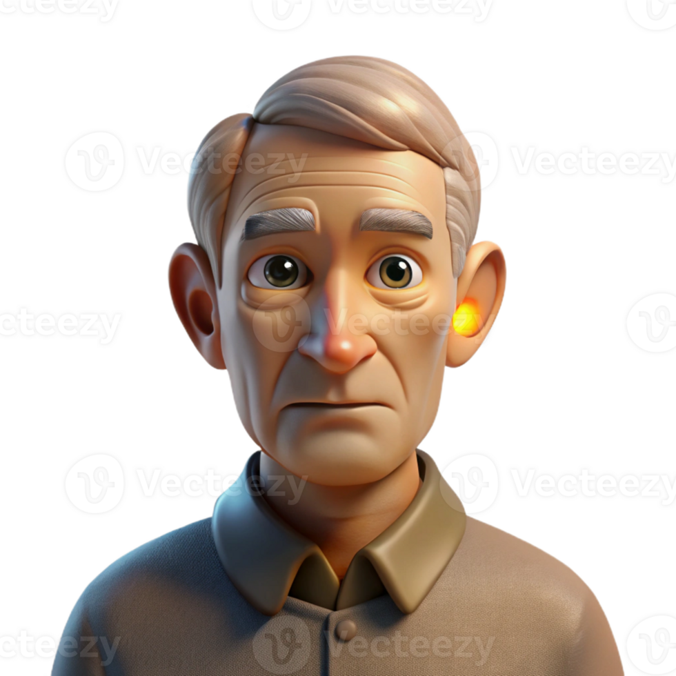 elegant minimalist Portrait of an Elderly Man with a detailed png